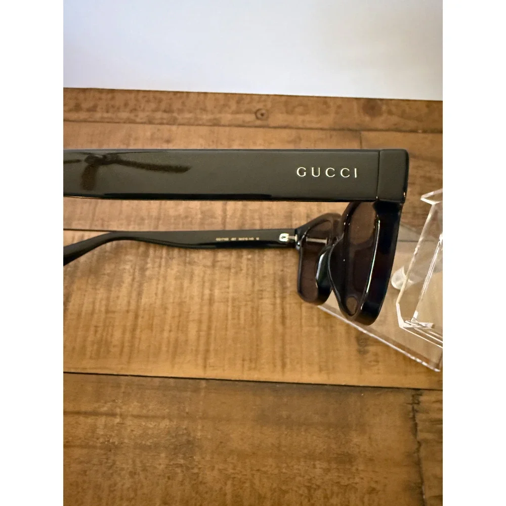 Gucci GG1716S 001 Sunglasses Mens Black Square Frame Black Lens Made Italy Case